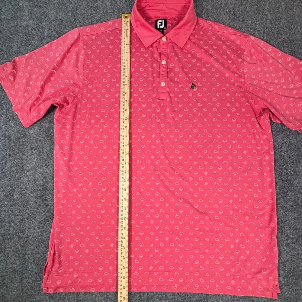 FootJoy Mens XL Pink Could Pattern Golf Polo Lake Winnipesaukee Golf Club Shirt